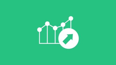 Beyaz Finansal büyüme ikonu yeşil arka planda izole edildi. Gelirleri arttırıyorum. 4K Video hareketli grafik canlandırması.