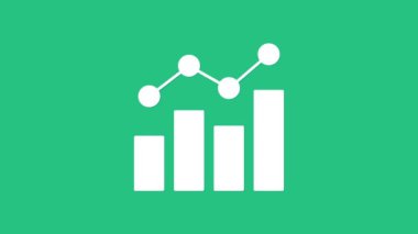 Beyaz Finansal büyüme ikonu yeşil arka planda izole edildi. Gelirleri arttırıyorum. 4K Video hareketli grafik canlandırması.