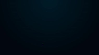 Parlayan neon hattı test tüpü ve kimyasal test ikonu siyah arkaplanda izole edildi. Laboratuvar cam levhası. 4K Video hareketli grafik canlandırması.