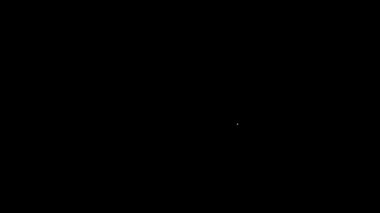 Beyaz çizgi Molekül simgesi siyah arkaplanda izole edildi. Kimya moleküllerinin yapısı, fen öğretmenlerinin yenilikçi eğitim posteri. 4K Video hareketli grafik canlandırması.