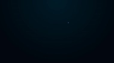 Parlayan neon hattı cam tüp şişesi siyah arkaplanda izole edilmiş bir simge üzerinde. Laboratuvar ekipmanları. 4K Video hareketli grafik canlandırması.