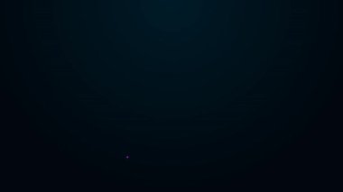 Parlayan neon hattı mikroskop simgesi siyah arkaplanda izole edildi. Kimya, ilaç aleti, mikrobiyoloji büyütme aracı. 4K Video hareketli grafik canlandırması.