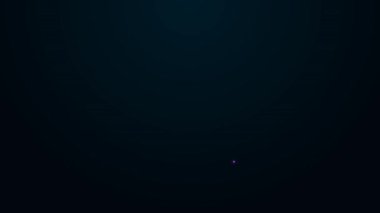 Parlayan neon hattı test tüpü ve kimyasal test ikonu siyah arkaplanda izole edildi. Laboratuvar cam levhası. 4K Video hareketli grafik canlandırması.