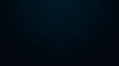 Siyah zemin üzerinde zehirli sıvı ikon bulunan parlak neon çizgisi laboratuvar kimyasal deney şişesi. Biyolojik tehlike sembolü. Radyasyon ikonu olan tehlikeli bir sembol. 4K Video hareketli grafik canlandırması.