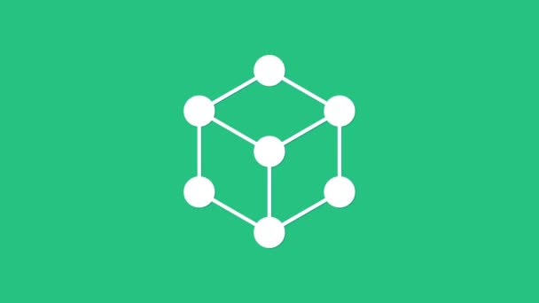 Biała Ikona Molekularna Izolowana Zielonym Tle Struktura Molekuł Chemii Nauczycieli — Wideo stockowe
