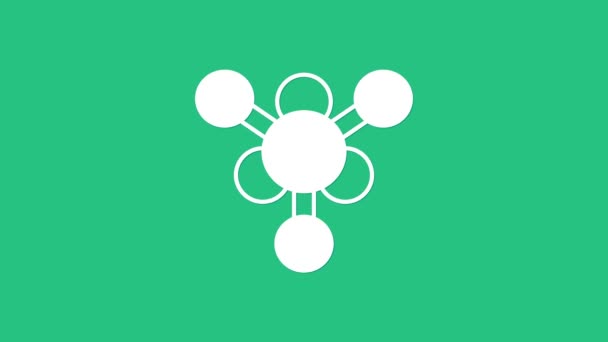 Weißes Molekül Symbol Isoliert Auf Grünem Hintergrund Struktur Der Moleküle — Stockvideo