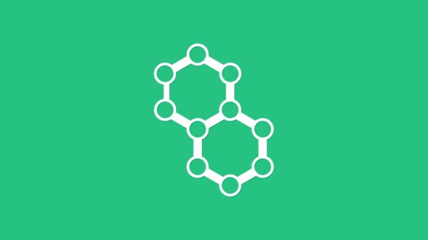 Icona Della Molecola Bianca Isolata Sfondo Verde Struttura Delle Molecole — Video Stock