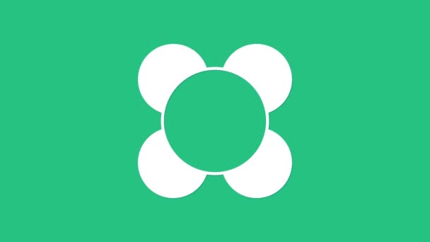 Biała Ikona Molekularna Izolowana Zielonym Tle Struktura Molekuł Chemii Nauczycieli — Wideo stockowe