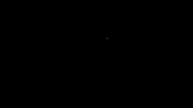 Beyaz çizgi test tüpü ve siyah arkaplanda izole edilmiş kimyasal test ikonu. Laboratuvar cam levhası. 4K Video hareketli grafik canlandırması.