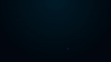 Parlayan neon hattı Atom simgesi siyah arkaplanda izole edildi. Bilimin, eğitimin, nükleer fiziğin, bilimsel araştırmaların sembolü. 4K Video hareketli grafik canlandırması.