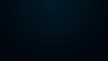 Siyah zemin üzerinde zehirli sıvı ikon bulunan parlak neon çizgisi laboratuvar kimyasal deney şişesi. Biyolojik tehlike sembolü. Radyasyon ikonu olan tehlikeli bir sembol. 4K Video hareketli grafik canlandırması.