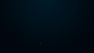 Parlayan neon hattı test tüpü ve kimyasal test ikonu siyah arkaplanda izole edildi. Laboratuvar cam levhası. 4K Video hareketli grafik canlandırması.