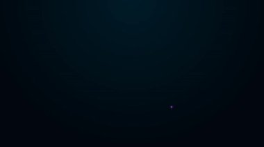 Parlayan neon hattı test tüpü ve kimyasal test ikonu siyah arkaplanda izole edildi. Laboratuvar cam levhası. 4K Video hareketli grafik canlandırması.