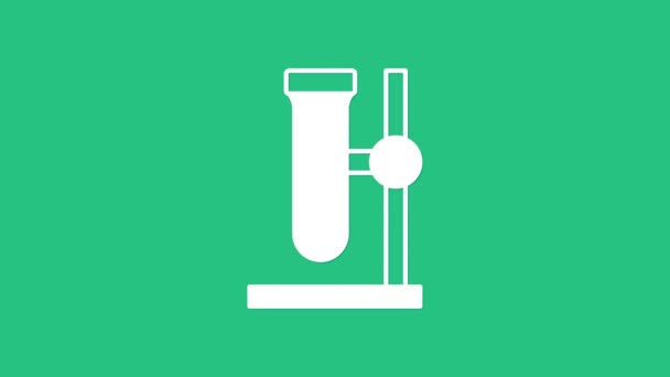 白色玻璃管试瓶 立柱图标隔离绿色背景 实验室设备 4K视频运动图形动画 — 图库视频影像