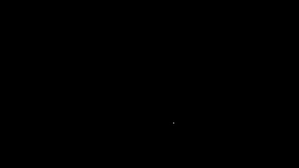 黒の背景に隔離された白い線の放射性アイコン 放射性毒性記号 放射線危険標識 4Kビデオモーショングラフィックアニメーション — ストック動画