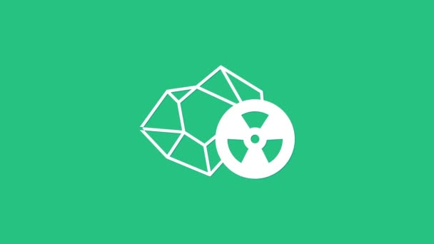 Biała Ikona Radioaktywna Odizolowana Zielonym Tle Toksyczny Symbol Radioaktywny Znak — Wideo stockowe