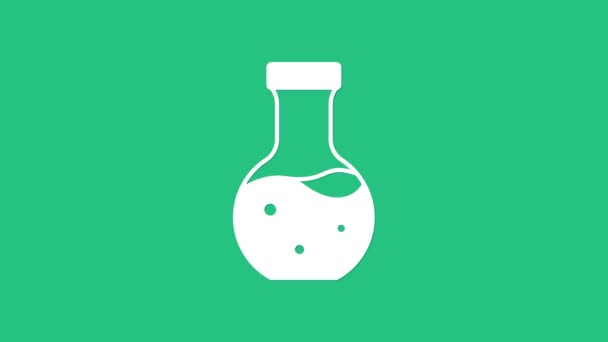 Weißes Reagenzglas Und Kolben Für Chemische Labortests Isoliert Auf Grünem — Stockvideo