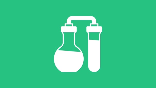 White Test Tube Flask Chemical Laboratory Test Icon Isolated Green — Stock Video