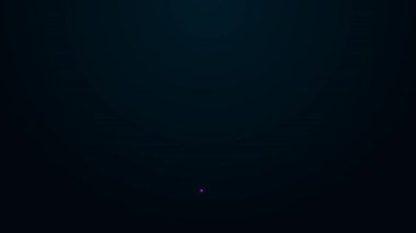Parlayan neon hattı Atom simgesi siyah arkaplanda izole edildi. Bilimin, eğitimin, nükleer fiziğin, bilimsel araştırmaların sembolü. 4K Video hareketli grafik canlandırması.