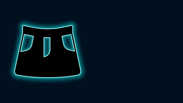Świecąca Neonowa Ikona Spódnicy Odizolowana Czarnym Tle Animacja Graficzna Ruchu — Wideo stockowe