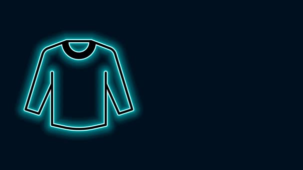 发光的霓虹灯线汗衫图标孤立在黑色背景 滑翔机图标 汗衫标志 4K视频运动图形动画 — 图库视频影像