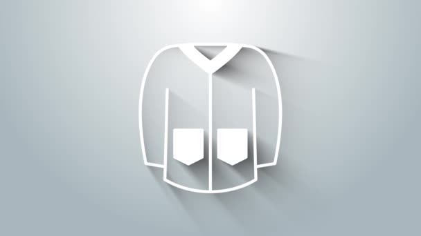 白色汗衫图标孤立在灰色背景 滑翔机图标 汗衫标志 4K视频运动图形动画 — 图库视频影像