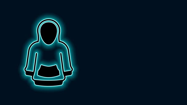 Leuchtendes Neonfarbenes Hoodie Symbol Isoliert Auf Schwarzem Hintergrund Kapuzen Sweatshirt — Stockvideo