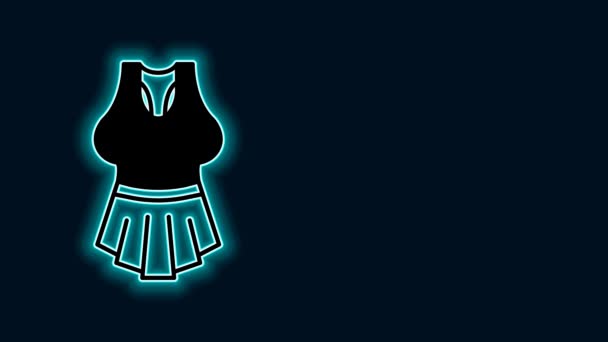 Parlayan Neon Çizgisi Undershirt Simgesi Siyah Arkaplanda Izole Edildi Video — Stok video
