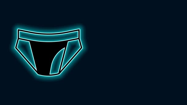 Parlayan Neon Çizgisi Erkek Çamaşırı Simgesi Siyah Arka Planda Izole — Stok video