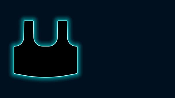 Glowing Neon Line Undershirt Icon Isolated Black Background Video Motion — Wideo stockowe