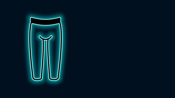 Luminoso Neon Linea Leggings Icona Isolata Sfondo Nero Animazione Grafica — Video Stock