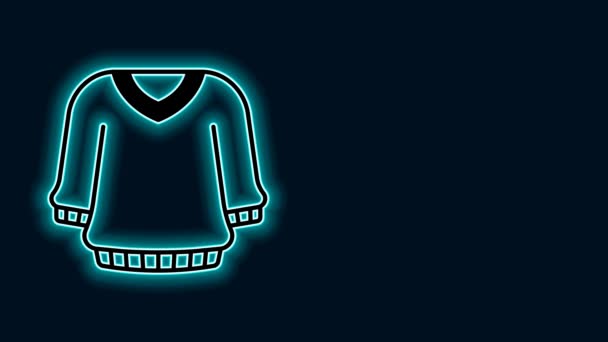 Leuchtendes Neon Line Sweater Symbol Isoliert Auf Schwarzem Hintergrund Pullover — Stockvideo