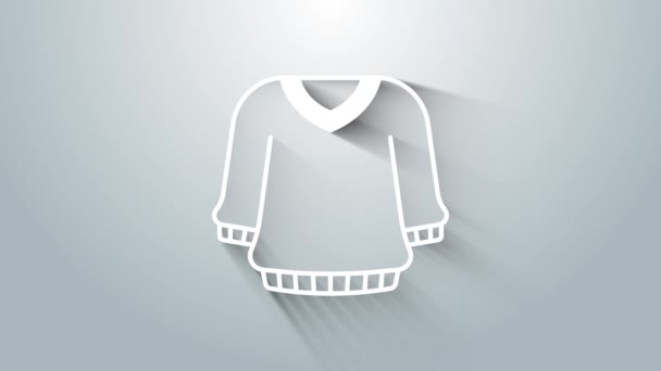 Значок Белого Свитера Выделен Сером Фоне Икона Пуловера Знак Толстовки — стоковое видео