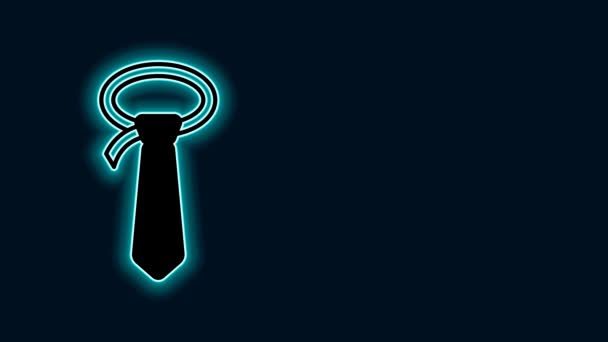 Leuchtende Leuchtschrift Krawattensymbol Isoliert Auf Schwarzem Hintergrund Krawatte Und Halstuch — Stockvideo