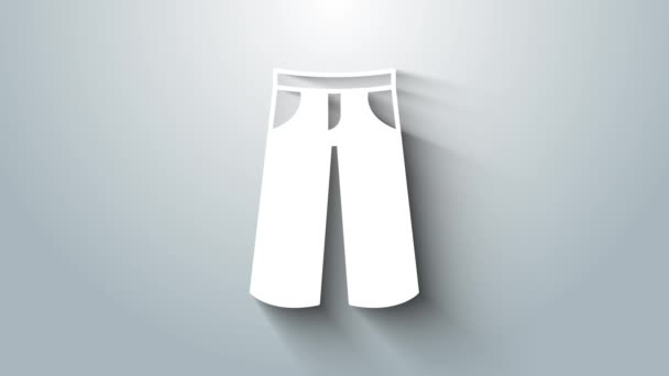 Ikona Białych Spodni Odizolowana Szarym Tle Podpis Spodni Animacja Graficzna — Wideo stockowe