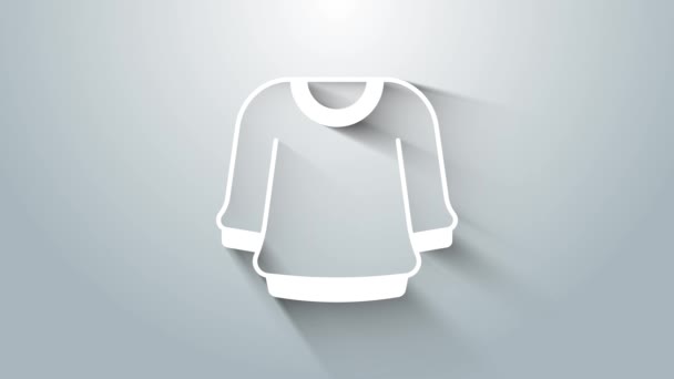 Біла Ікона Світера Ізольована Сірому Фоні Пулловецька Ікона Знак Білизни — стокове відео