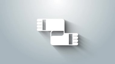 Beyaz Kış eşarp simgesi gri arkaplanda izole edildi. 4K Video hareketli grafik canlandırması.