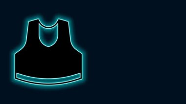 Parlayan neon çizgisi Undershirt simgesi siyah arkaplanda izole edildi. 4K Video hareketli grafik canlandırması.
