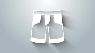 Gri arkaplanda beyaz kısa pantolon simgesi var. 4K Video hareketli grafik canlandırması.