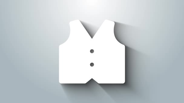 Піктограма Білого Жилета Ізольована Сірому Фоні Класичний Жилет Формальний Одяг — стокове відео