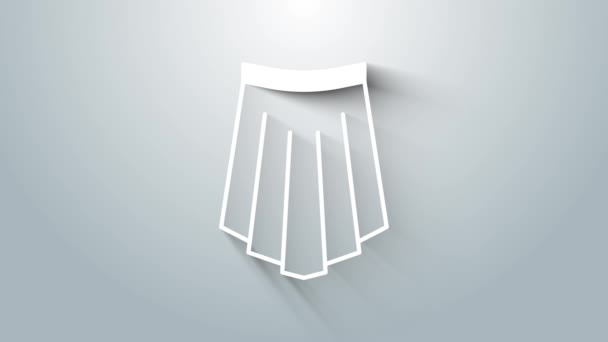 グレーの背景に隔離された白いスカートのアイコン 4Kビデオモーショングラフィックアニメーション — ストック動画