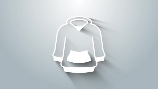 Weißes Kapuzenpullover Symbol Auf Grauem Hintergrund Kapuzen Sweatshirt Video Motion — Stockvideo