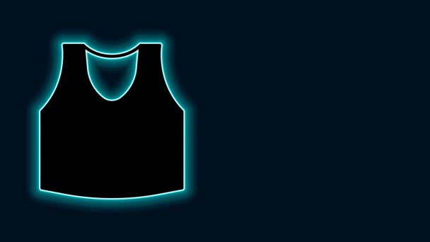 Gloeiende Neon Lijn Onderhemd Pictogram Geïsoleerd Zwarte Achtergrond Video Motion — Stockvideo