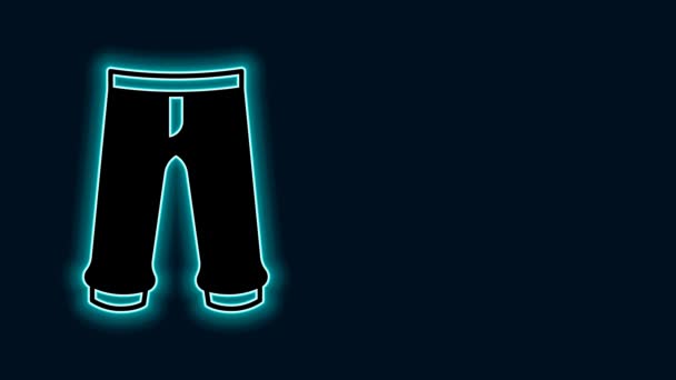 Luminoso Neon Linea Pantaloni Icona Isolata Sfondo Nero Firma Dei — Video Stock
