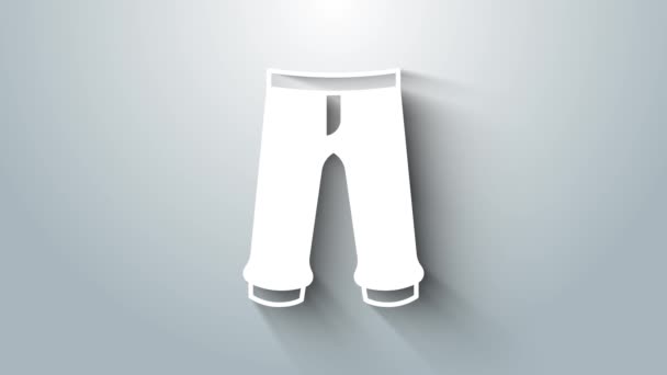 Ikona Bílé Kalhoty Izolovaná Šedém Pozadí Podpis Kalhoty Grafická Animace — Stock video