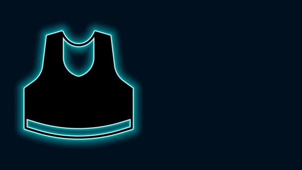 Glowing Neon Line Undershirt Icon Isolated Black Background Video Motion — стоковое видео