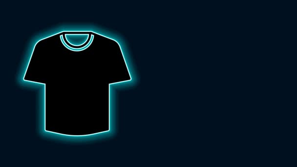 Glödande Neon Line Shirt Ikon Isolerad Svart Bakgrund Video Motion — Stockvideo