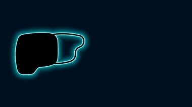 Parlayan neon hattı insan organının karaciğer simgesi siyah arka planda izole edildi. 4K Video hareketli grafik canlandırması.