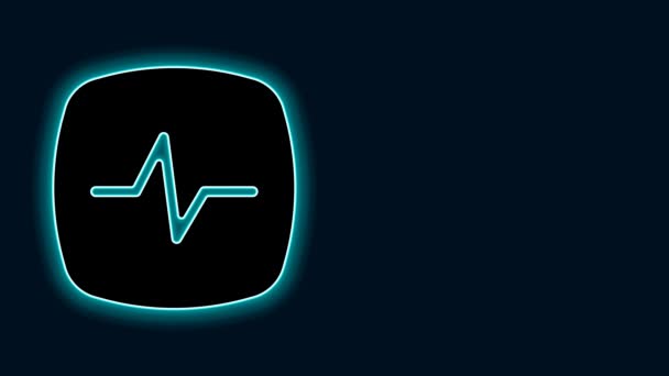Сяюча Неонова Лінія Піктограма Частоти Серцевих Скорочень Ізольована Чорному Тлі — стокове відео