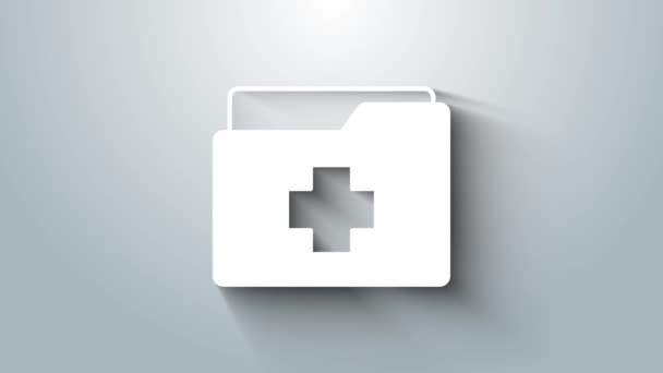 Weiße Medizinische Zwischenablage Mit Klinischen Aufzeichnungen Auf Grauem Hintergrund Verschreibung — Stockvideo